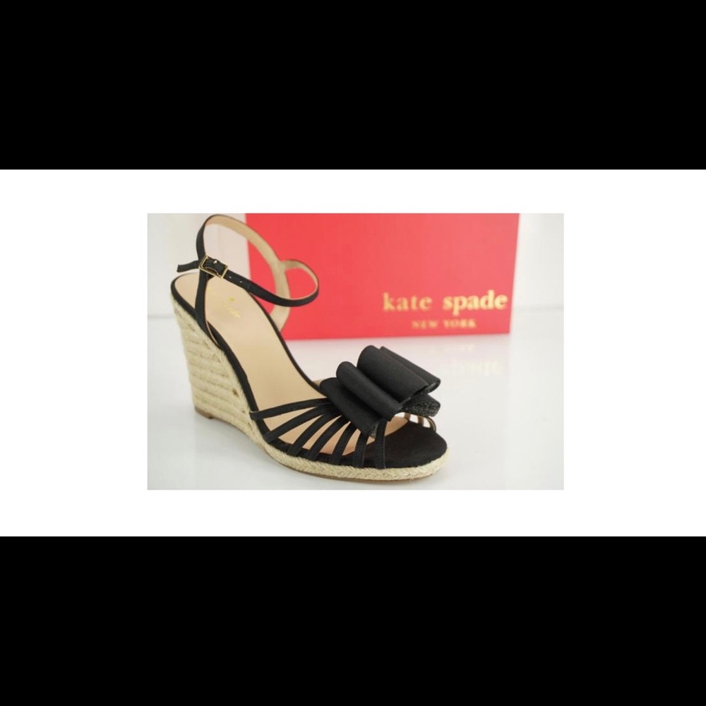 Size 8, Kate Spade, espadrille sandals, black grosgrain fabric upper
